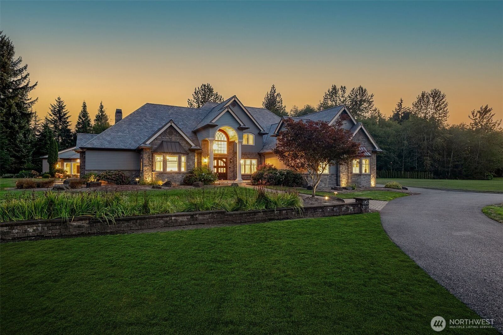 Photo of house at sunset